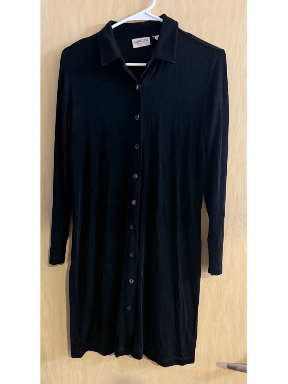 Chico's Travelers black long-sleeve knee length shirt dress Size 1 / medium